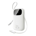 Powerbank Baseus EnerFill FC31 20000mAh 22.5W z wyświetlaczem cyfrowym z 2 wbudowanymi kablami - biały