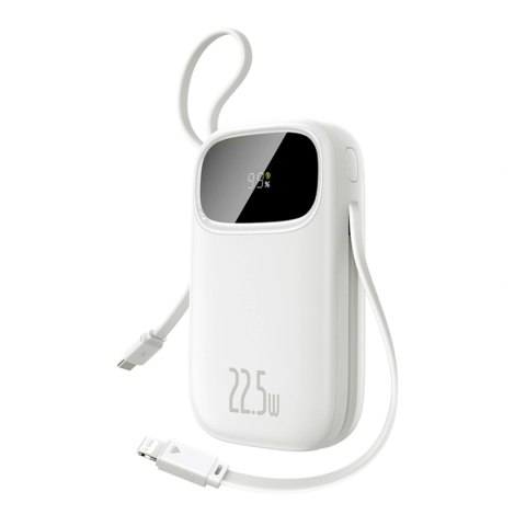 Powerbank Baseus EnerFill FC31 20000mAh 22.5W z wyświetlaczem cyfrowym z 2 wbudowanymi kablami - biały