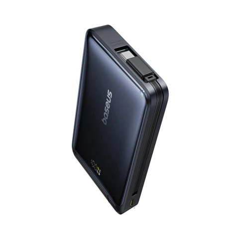 Powerbank Baseus Nomos 10000mAh 45W Qi2 z podstawką kompatybilny z MagSafe z wbudowanym kablem USB-C - czarny
