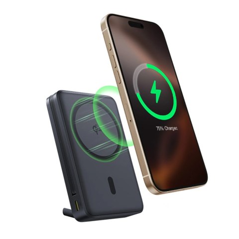 Powerbank Baseus Nomos 10000mAh 45W Qi2 z podstawką kompatybilny z MagSafe z wbudowanym kablem USB-C - czarny