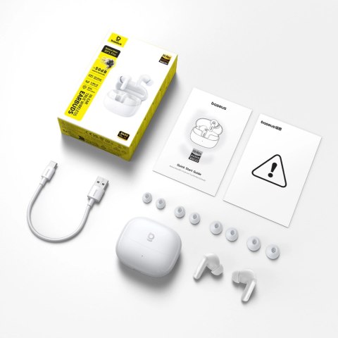 Słuchawki bezprzewodowe Baseus Bass BP1 Pro TWS Bluetooth douszne - białe