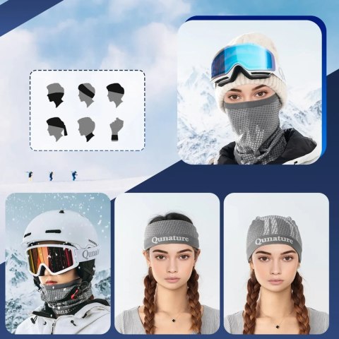Komin narciarski Qunature 11230014001 bandana sportowa rozmiar uniwersalny - szary