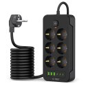 Listwa zasilająca Tech-Protect PC6X6 6 gniazd 240V + 3xUSB-A + 3xUSB-C 200cm - czarna