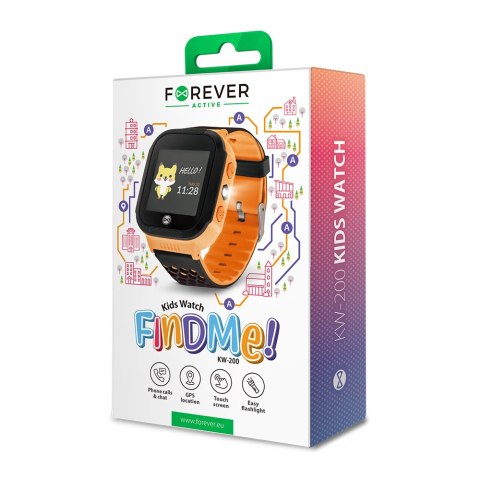 Ż_Forever smartwatch kids GPS Find Me KW-200 pomarańczowy