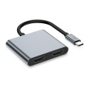 Adapter Tech-Protect HB08 4w1 USB-C + USB2.0 + 2 x HDMI 4K 60HZ - szary