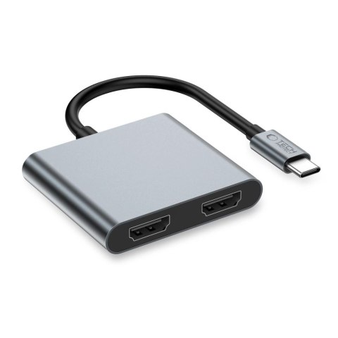 Adapter Tech-Protect HB08 4w1 USB-C + USB2.0 + 2 x HDMI 4K 60HZ - szary