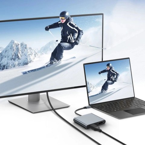 Adapter Tech-Protect HB08 4w1 USB-C + USB2.0 + 2 x HDMI 4K 60HZ - szary