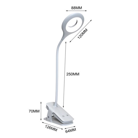 Mini lampka Wozinsky bezprzewodowa lampka LED do czytania z klipsem + kabel USB-C - biała