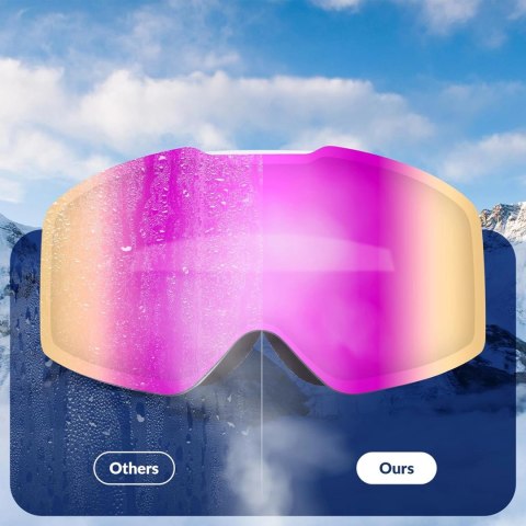 Gogle narciarskie Qunature Pink bezramkowe - różowe