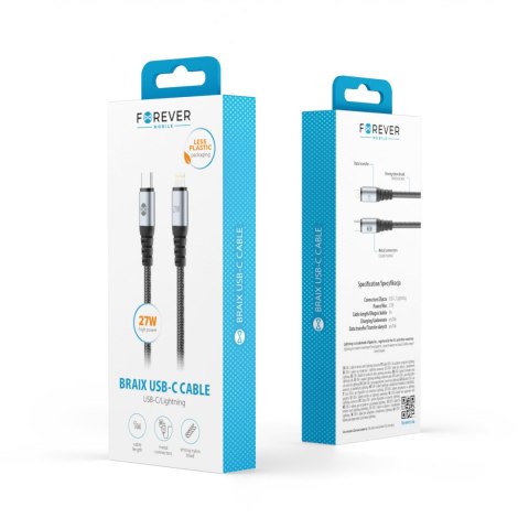 Forever kabel Braix USB-C - Lightning 1,0 m 27W czarny