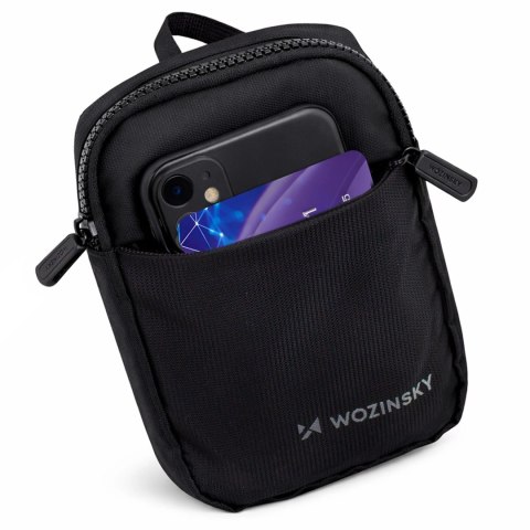 Mini saszetka na ramię Wozinsky WMS-W1 wodoodporna dwukomorowa na telefon unisex - czarna