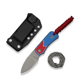 Nóż na szyję Civivi Baby Banter Fixed Blade Red-White-Blue G10, Gray Stonewashed Nitro-V by Ben Petersen (C23045A-1)
