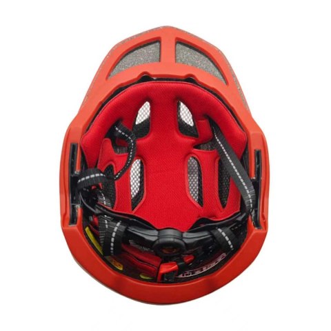 Kask rowerowy fullface dziecięcy Wozinsky z tylną lampką USB S - czerwono-żółty