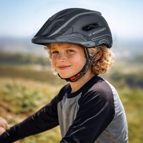 Kask rowerowy fullface dziecięcy Wozinsky z tylną lampką USB S - szary
