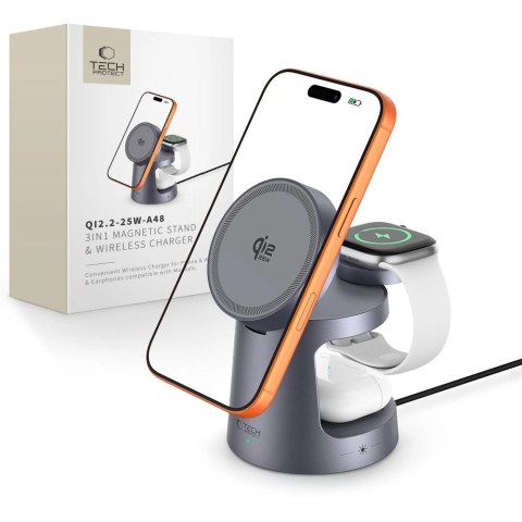 Ładowarka bezprzewodowa Tech-Protect QI2.2-25W-A48 3in1 magnetyczna - granatowa