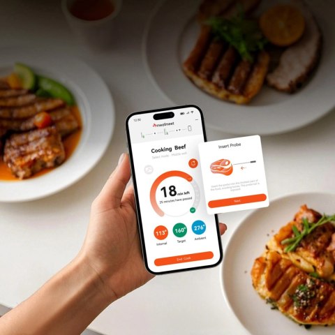 Termometr kuchenny Meatmeet S Pro smart aplikacja Bluetooth grill piekarnik wędzarnia - czarny