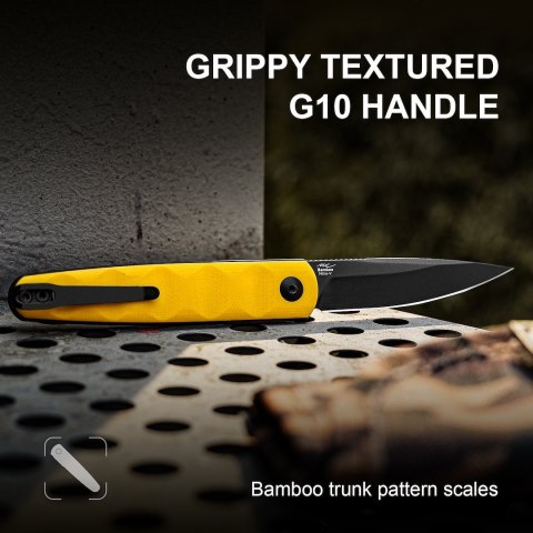 Nóż Kizer Bamboo G10 żółty Nitro-V składany EDC