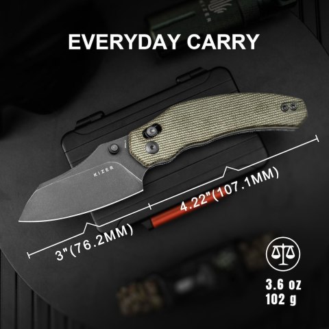 Nóż Kizer Bulldog Micarta Nitro-V zielony EDC