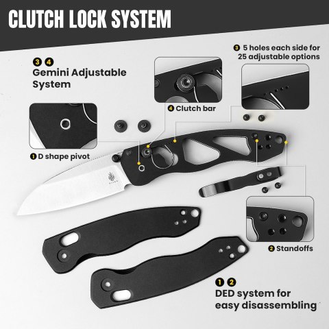 Nóż Kizer Exist Aluminum 154CM Clutch Lock EDC Outdoor