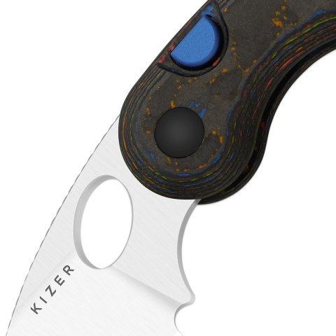 Nóż Kizer Microbe Camo Carbon M390 Button Lock EDC