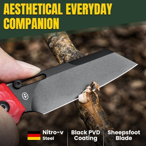 Nóż Kizer Task Red G10 Nitro-V – Sheepsfoot EDC z Clutch Lock