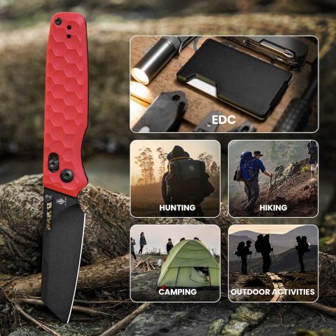 Nóż Kizer Task Red G10 Nitro-V – Sheepsfoot EDC z Clutch Lock