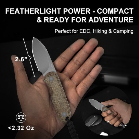 Nóż Kizer Drop Bear Fix Burlap Micarta 14C28N brązowy EDC