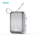 BWOO P78 powerbank 20000mAh szybkie ładowanie PD45W z 2 kablami USB-C i Lightning srebrny
