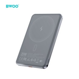 BWOO P79 ultracienki powerbank 20W 5000mAh z ładowaniem magnetycznym szary
