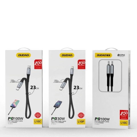 Kabel Dudao L10P Lightning - USB-C PD 20W 0,23m - czarny