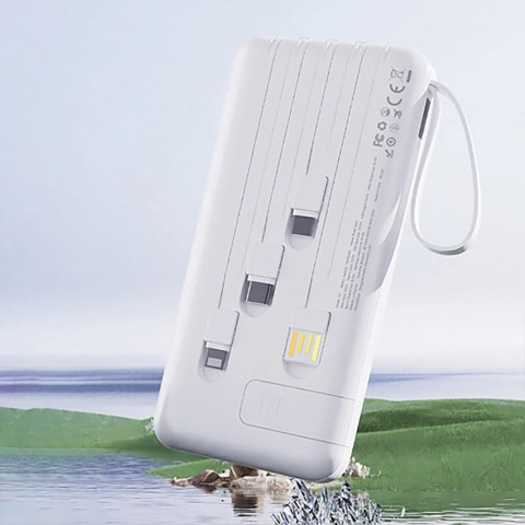 Powerbank Dudao K11 Pro 20000mAh z wbudowanymi kablami - biały