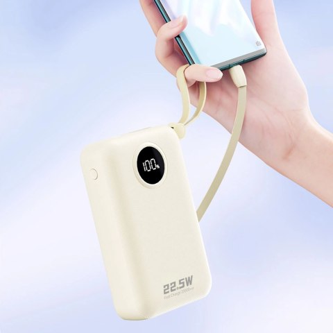 Powerbank Dudao K14+ 20000mAh 22.5W USB-C / USB-A / wbudowane kable Lightning i USB-C - biały