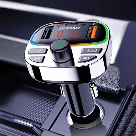 Transmiter Dudao R2PRO+ z portami ładowania PD25W Bluetooth 5.3 RGB - czarno-srebrny