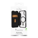 Etui skórzane Puro Book Mag MagSafe z klapką i schowkiem na karty do iPhone 16 Plus - czarne