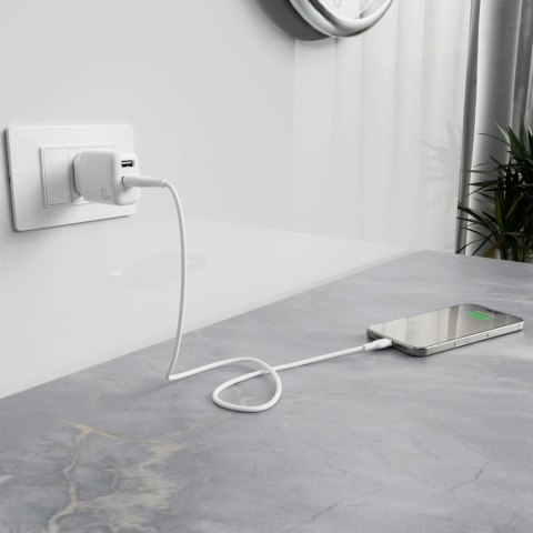 Ładowarka sieciowa Puro PROLITE 10W 2x USB-A + kabel USB-A - USB-C 1.2m - biała