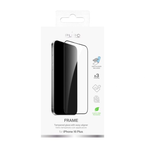 Szkło hartowane Puro Frame Tempered Glass z ramką do iPhone 16 Plus