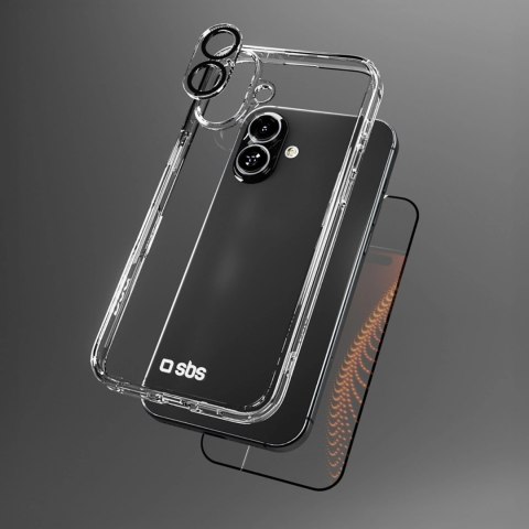 Zestaw SBS z technologią D3O na iPhone 16 - etui + szkło ochronne na ekran i aparat - przezroczyste