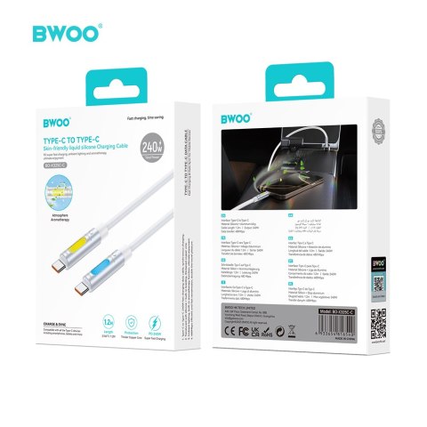 BWOO X325C-C zapachowy kabel USB-C - USB-C 240W biały