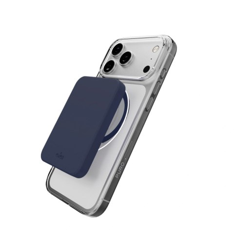 Etui Puro Lite Mag TPU+PC kompatybilne z MagSafe na iPhone 17 Pro Max - przezroczyste z niebieskim pierścieniem