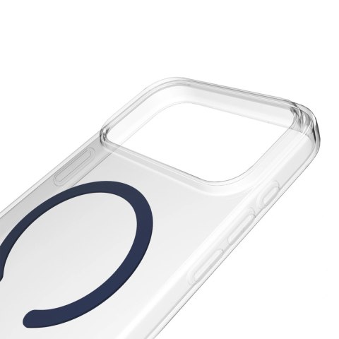 Etui Puro Lite Mag TPU+PC kompatybilne z MagSafe na iPhone 17 Pro Max - przezroczyste z niebieskim pierścieniem