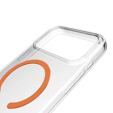 Etui Puro Lite Mag TPU+PC kompatybilne z MagSafe na iPhone 17 Pro Max - przezroczyste z pomarańczowym pierścieniem