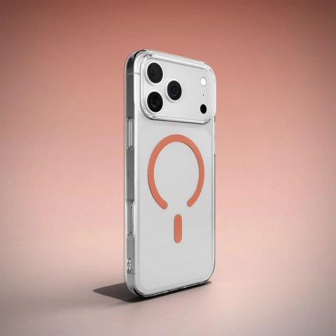 Etui Puro Lite Mag TPU+PC kompatybilne z MagSafe na iPhone 17 Pro Max - przezroczyste z pomarańczowym pierścieniem