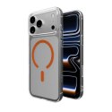Etui Puro Lite Mag TPU+PC kompatybilne z MagSafe na iPhone 17 Pro Max - przezroczyste z pomarańczowym pierścieniem