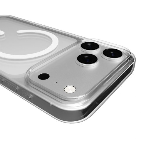 Etui Puro Lite Mag TPU+PC kompatybilne z MagSafe na iPhone 17 Pro - przezroczyste z białym pierścieniem