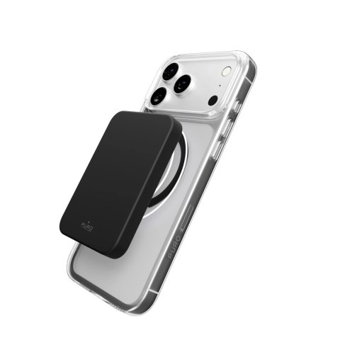 Etui Puro Lite Mag TPU+PC kompatybilne z MagSafe na iPhone 17 Pro - przezroczyste z czarnym pierścieniem