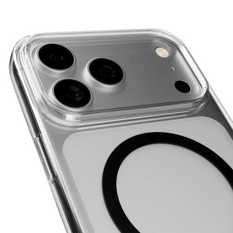 Etui Puro Lite Mag TPU+PC kompatybilne z MagSafe na iPhone 17 Pro - przezroczyste z czarnym pierścieniem