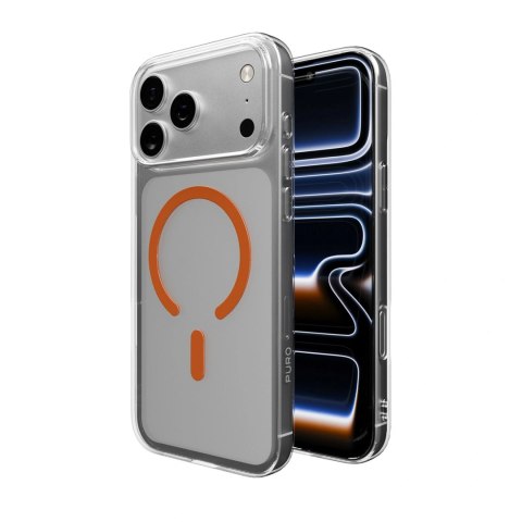 Etui Puro Lite Mag TPU+PC kompatybilne z MagSafe na iPhone 17 Pro - przezroczyste z pomarańczowym pierścieniem