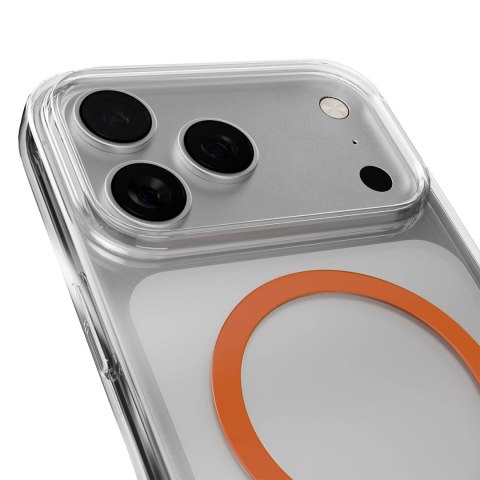 Etui Puro Lite Mag TPU+PC kompatybilne z MagSafe na iPhone 17 Pro - przezroczyste z pomarańczowym pierścieniem