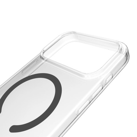 Etui Puro Lite Mag TPU+PC kompatybilne z MagSafe na iPhone 17 Pro - przezroczyste z szarym pierścieniem
