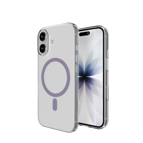 Etui Puro Lite Mag TPU+PC kompatybilne z MagSafe na iPhone 17 - przezroczyste z różowym pierścieniem